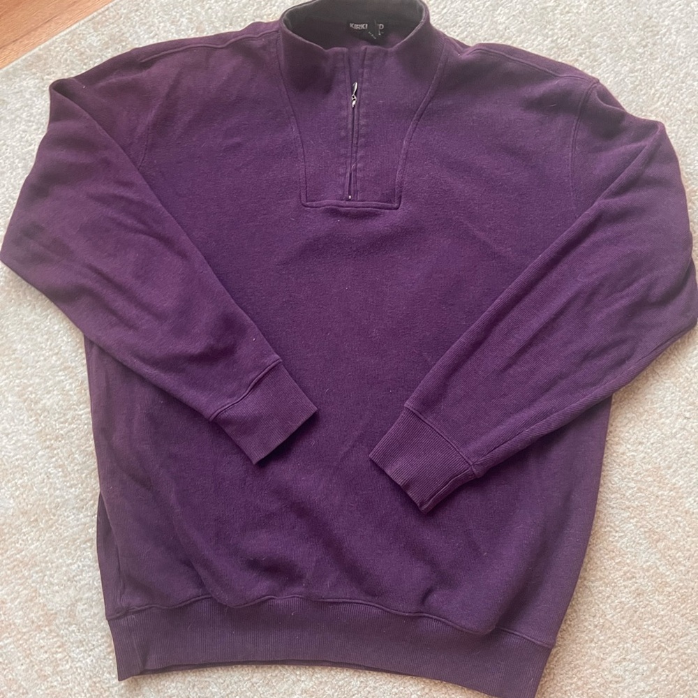 Kirkland Signature Men's Deep Purple Quarter Zip-Up Sweater